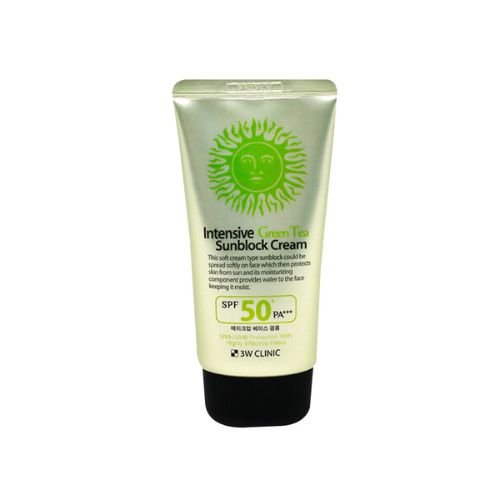 3W CLINIC INTENSIVE GREEN TEA SUNBLOCK CREAM SPF 50+PA+++ 70ML